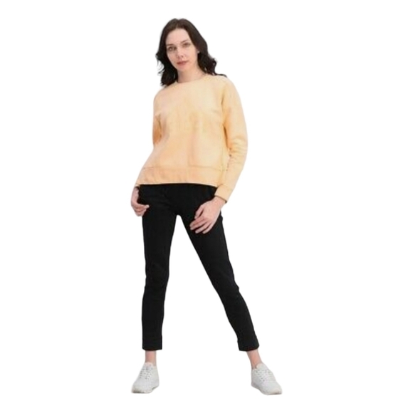 NWT Adidas Glam ID Peach Pastel Sweatshirt XS Soft Gold Logo Athleisure Chic - Picture 2 of 10